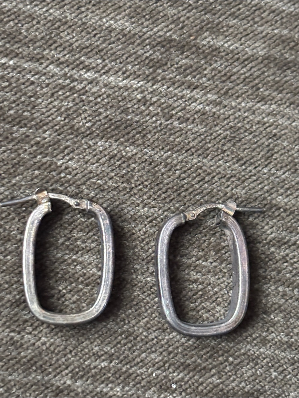 .925 Sterling Silver Rectangular HOOP EARRINGS Fine Jewelry Dainty minimalist